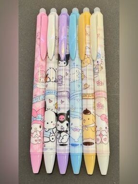 Sanrio Pastel Character Gel Pens - Pink Purple Blue Yellow Cream